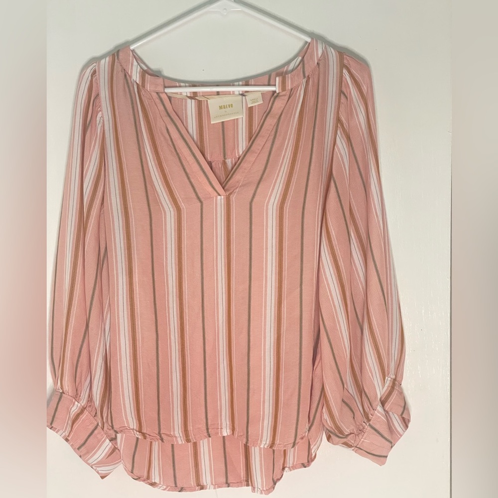 Anthropologie Maeve Brenda Stripe Balloon Sleeve Top Size S